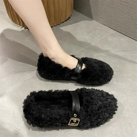 平底单鞋女温柔浅口2023年秋冬新款妈妈鞋时尚ins孕妇轻便豆豆鞋商品大图