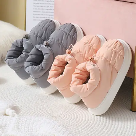 棉拖鞋女包跟冬季加绒可外穿月子防水居家居羽绒保暖高帮棉鞋冬款商品大图