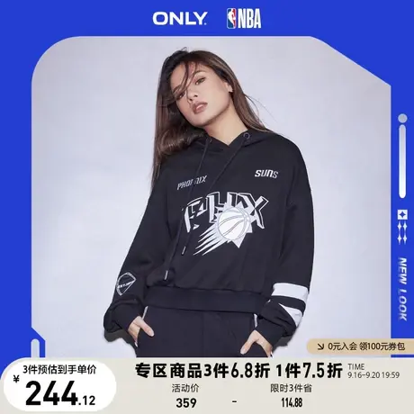 【买5免1】ONLY奥莱2023夏季新款休闲NBA联名款落肩宽松连帽卫衣商品大图