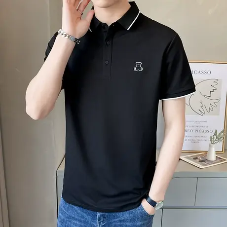 翻领纯棉polo衫T恤男夏季新款运动休闲潮流时尚中学生商务短袖衣商品大图