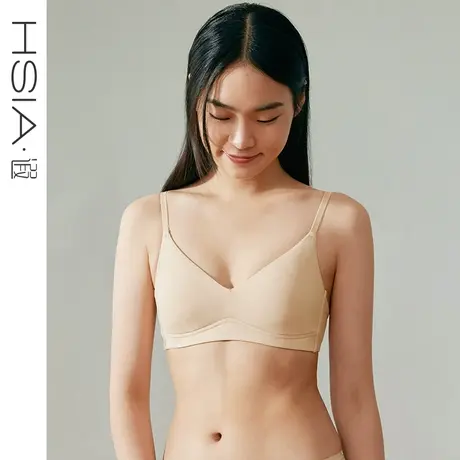 HSIA遐无痕内衣女三角杯新疆长绒棉光面固定插垫不空杯无钢圈文胸图片