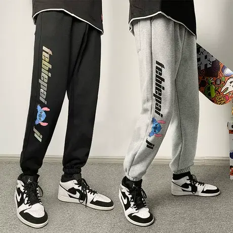 裤子男秋冬季加绒加厚卫裤韩版潮流休闲束脚ins宽松百搭运动长裤商品大图