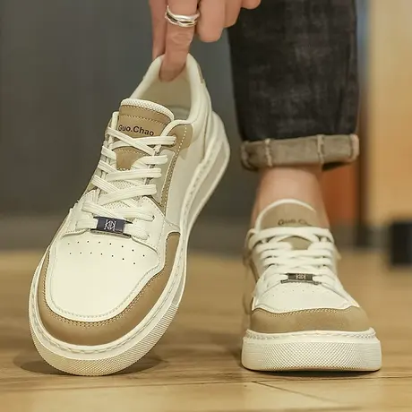 莆田男鞋春秋季潮流真皮板鞋男款防滑运动百搭小白休闲鞋2024新款商品大图