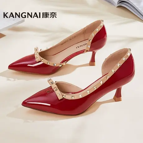 康奈女鞋时尚都市女士时装凉鞋新款高跟鞋女铆钉凉鞋婚鞋商品大图