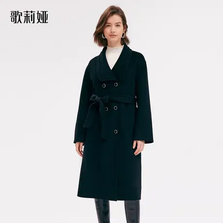 歌莉娅羊毛大衣女冬季新款天丝上衣流行翻领长款外套女1ANR6E610图片