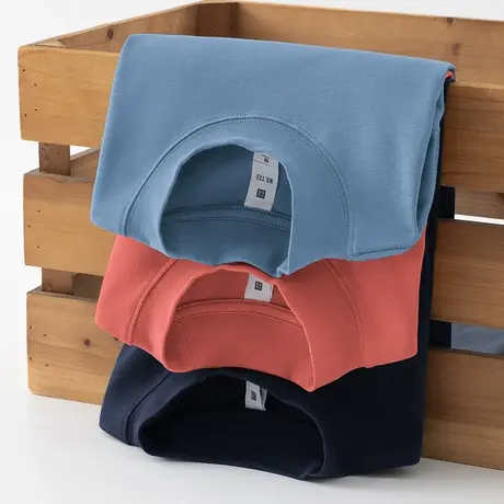 重磅纯棉t恤男士长袖2023新款半高领内搭打底衫中领全棉秋衣小衫商品大图