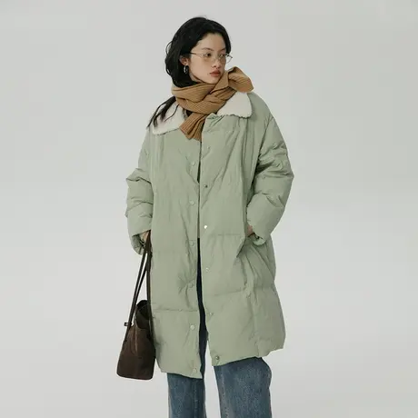 omont蛋挞家 可拆卸领羽绒服女冬季2023新款中长款面包服厚外套商品大图