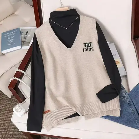 秋装2023年新款v领毛衣马甲背心女时尚洋气外穿小坎肩针织衫上衣图片