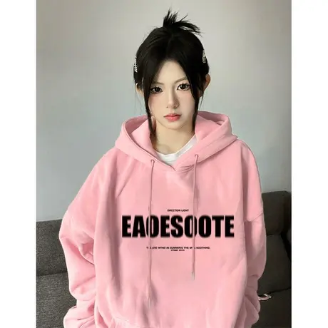 秋冬连帽卫衣女2023新款爆款多巴胺秋冬穿搭美式oversize慵懒外套商品大图