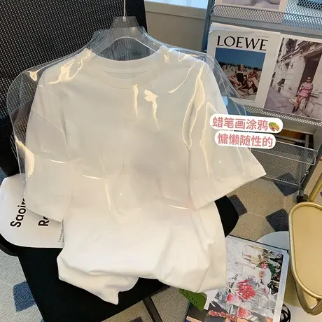 早春chic上衣甜辣短袖t恤女设计感宽松半袖设计感小众体恤ins上衣商品大图