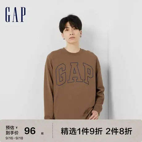 Gap男女装秋季新款LOGO宽松水洗棉长袖T恤506333休闲运动上衣图片