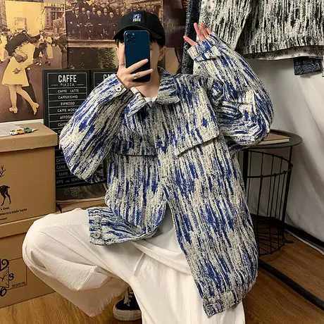 水洗牛仔外套男生春秋季新款潮牌炸街小香风夹克痞帅高级感上衣服商品大图