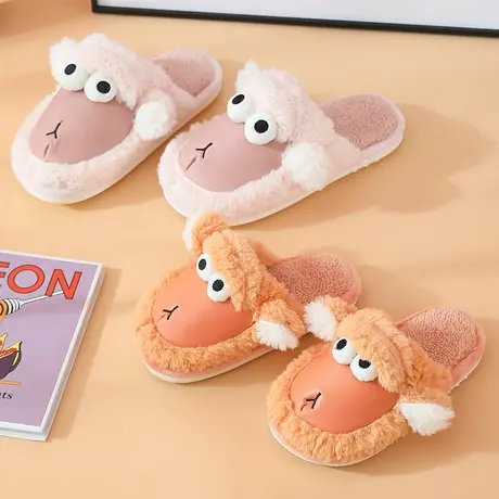 棉拖鞋女士秋冬季室内家居防水厚底家用保暖情侣卡通毛绒拖鞋冬天商品大图