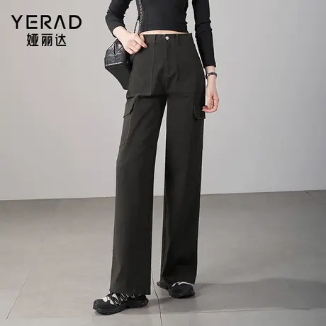 娅丽达工装裤阔腿牛仔裤女2024春新款女裤显瘦裤子宽松直筒裤长裤商品大图