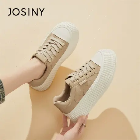 Josiny/卓诗尼休闲鞋女2024新款春季厚底舒适内增高松糕运动板鞋商品大图