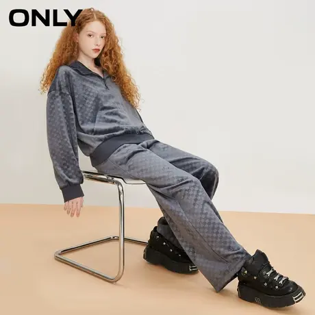 ONLY奥莱夏季复古运动丝绒卫衣休闲直筒裤套装女图片