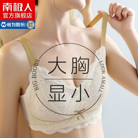 南极人内衣大胸显小胸夏季薄款全罩杯防下垂收副乳大码无钢圈MJ图片