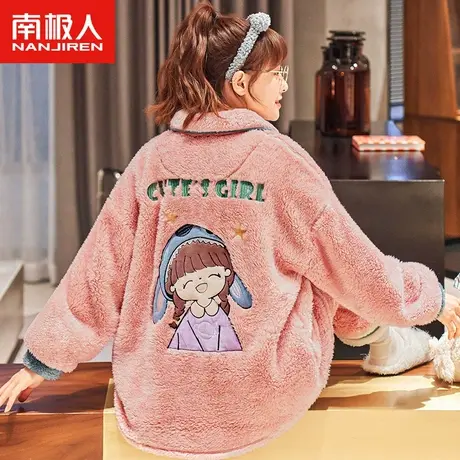 南极人睡衣女冬季珊瑚绒2023年新款加厚加绒可爱卡通可外穿家居服图片