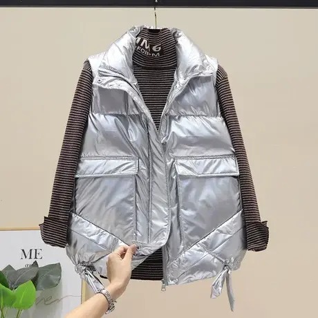 羽绒棉马甲女秋冬新款亮面棉马夹韩版宽松棉背心外穿棉坎肩外套潮商品大图