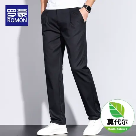 罗蒙休闲裤男夏季薄款直筒宽松百搭男士长裤免烫莫代尔冰丝裤子男商品大图