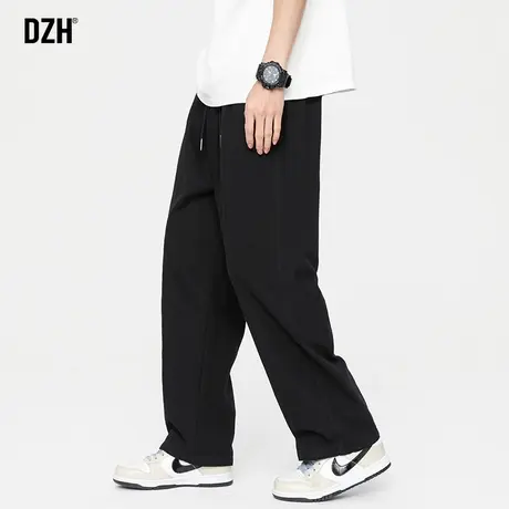 男士黑色窄版直筒裤男秋季休闲裤直筒垂感纯棉裤子2023新款长裤男商品大图