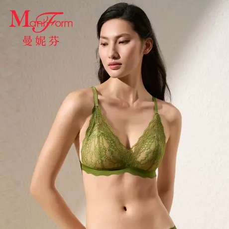 曼妮芬2025夏女士舒适长三角无钢圈文胸性感蕾丝透气内衣20400517商品大图