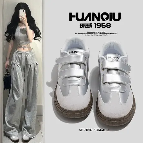 环球经典软底魔术贴德训鞋女2025新款爆款小白鞋女款百搭休闲板鞋图片