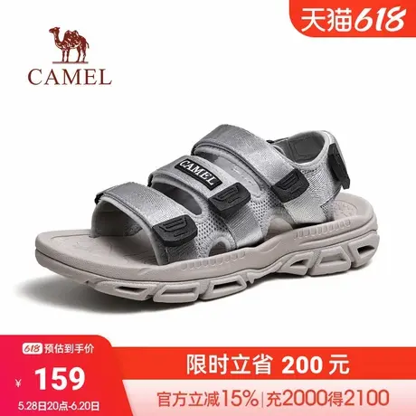 骆驼男鞋2025夏季新款男士凉鞋防滑透气魔术贴户外耐磨休闲沙滩鞋商品大图