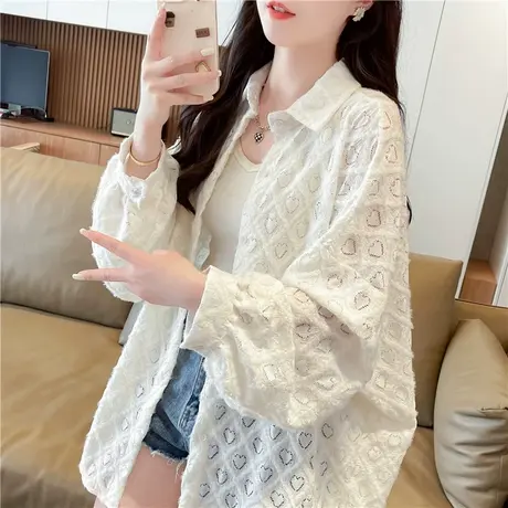 户外透气防晒衣衬衫女夏季韩版宽松大码中长款防晒服空调衫外套潮图片