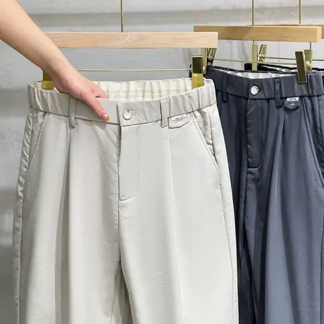 冰丝休闲裤男夏季薄款轻奢高级感九分裤子男士直筒修身商务小西裤图片