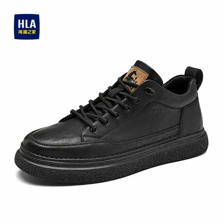 HLA/海澜之家2025新款男鞋皮面板鞋休闲皮鞋父亲鞋耐磨英伦风鞋子商品大图