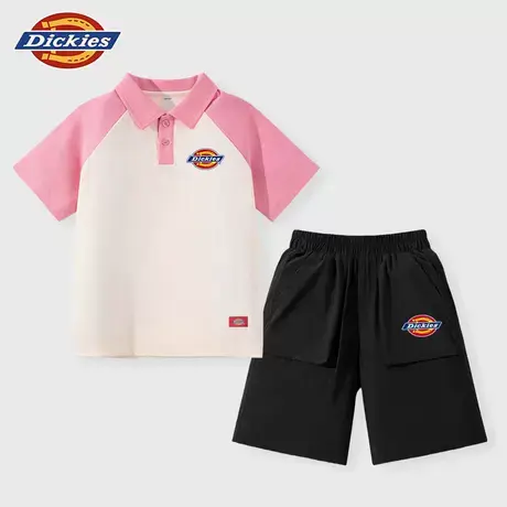 Dickies童装女童夏装套装女孩学院风短袖t恤儿童撞色polo两件套A商品大图