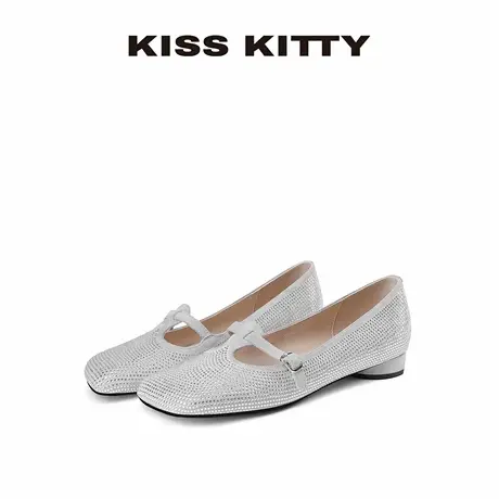 KISSKITTY灰色单鞋女2025夏季新款爆款玛丽珍鞋法式复古芭蕾舞鞋图片