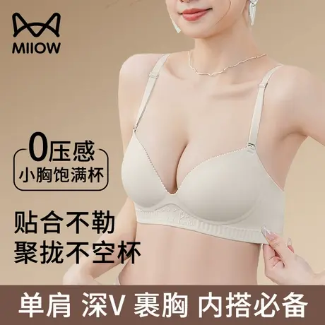 猫人内衣女小胸聚拢显大收副乳防下垂无肩带防滑抹胸2024新款文胸商品大图