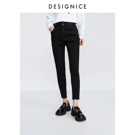 商场同款迪赛尼斯2023年秋季新款显瘦紧身铅笔裤水洗高腰牛仔裤女图片