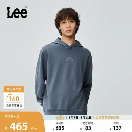Lee25秋冬新品舒适版Logo印花复古男连帽长袖卫衣潮LMT010841204图片