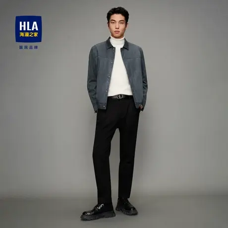 HLA/海澜之家翻领夹克羊毛聚能棉大字母花型温暖外套男图片