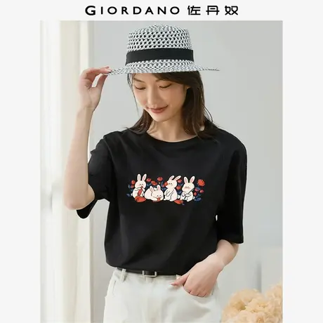 佐丹奴T恤女装印花纯棉圆领短袖T恤 69392211商品大图