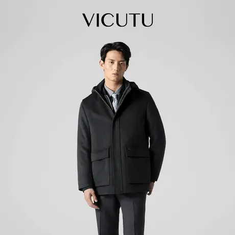 VICUTU威可多男士大衣秋季舒暖亲肤时尚连帽上衣商务通勤百搭外套图片