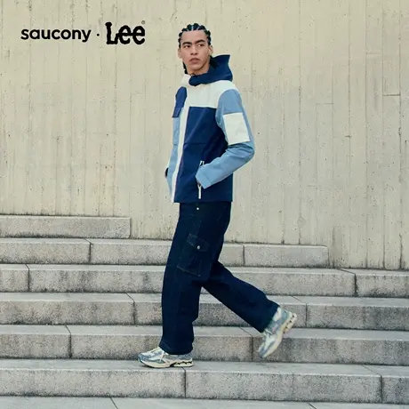 Lee × Saucony联名商场同款25冬新宽松直筒海兵蓝男工装牛仔裤图片