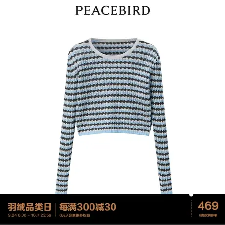 【商场同款】太平鸟女装2023年夏季新款波浪条纹线套衫A1EED2205图片