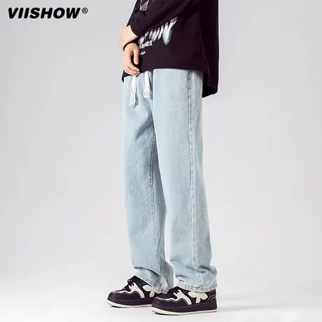 VIISHOW美式阔腿牛仔裤男士秋冬潮牌023新款宽松直筒裤男高街裤子图片