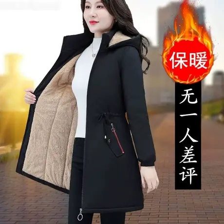 妈妈派克服加绒加厚羽绒棉服女冬装棉袄中年女装外套棉衣大码胖mm图片