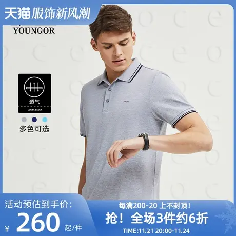 雅戈尔旗下CEO男夏季短袖T恤官方商务休闲透气帅气翻领polo衫图片