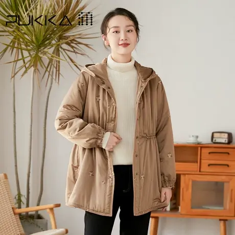 蒲PUKKA女装连帽棉衣冬装宽松设计感保暖棉服外套商场同款图片