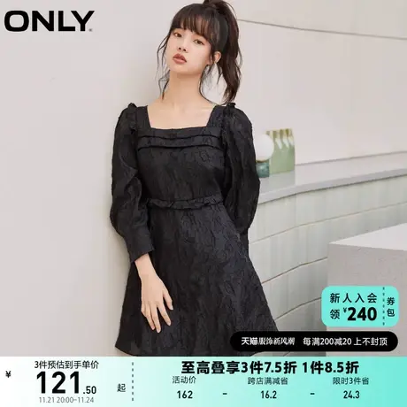 【上新】ONLY奥莱夏季可爱泡泡袖印花五分袖方领短款连衣裙女图片