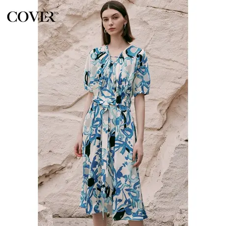 COVER夏季花卉收腰度假风连衣裙图片