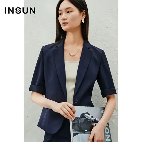 INSUN恩裳专选夏季斜纹同色绣线西装外套商品大图