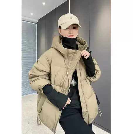 欧货短款棉服夹棉加厚2023冬季新款时尚休闲设计感连帽羽绒棉外套图片