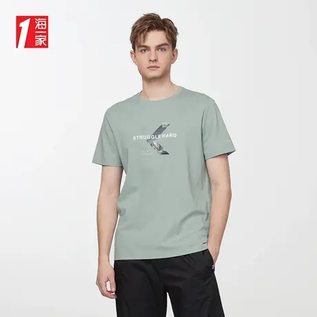 海一家简约时尚印花短T夏季青年男士短袖T恤商品大图